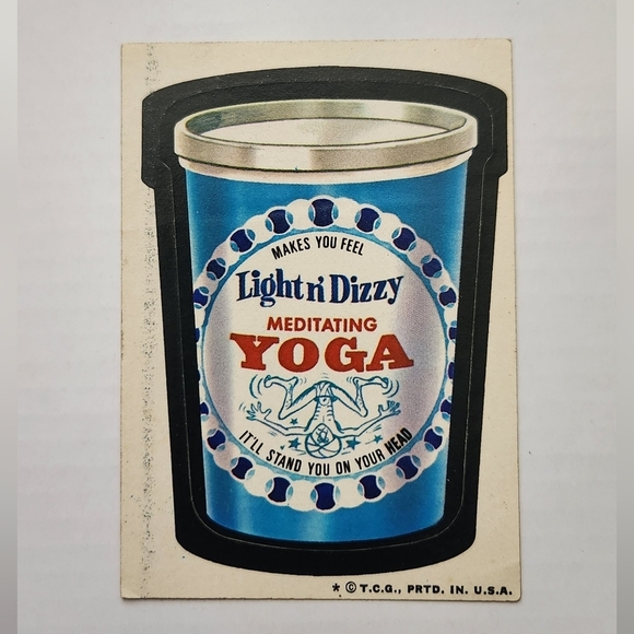 Topps Other - 🧘‍♂️ Vintage 1973 Wacky Packages Sticker - "Light n' Dizzy Yoga" Trading Card🌀